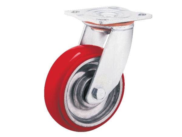 6mm Yoke Heavy Duty Caster With Aluminum Rim PU wheel(Circular tyre)-Plate swivel 6mm Yoke Heavy Duty Caster With Aluminum Rim PU wheel(Circular tyre)-Plate swivel