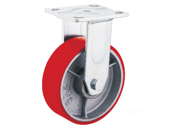 6mm Yoke Heavy Duty Caster With lron Rim PU Wheel(Plain tyre)-Fixed 6mm Yoke Heavy Duty Caster With lron Rim PU Wheel(Plain tyre)-Fixed