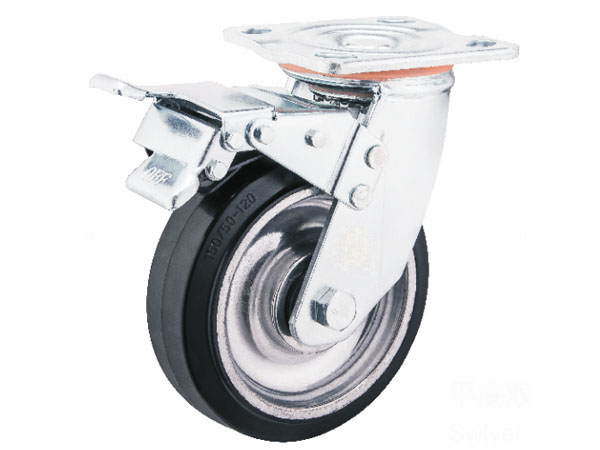 6mm Yoke Heavy Duty Caster With High Temperature Aluminum Rim Rubber Wheel-Swivel with brake車 6mm Yoke Heavy Duty Caster With High Temperature Aluminum Rim Rubber Wheel-Swivel with brake車