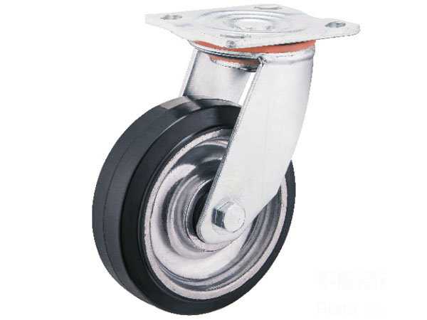 6mm Yoke Heavy Duty Caster With Aluminum Rim Rubber Wheel-Plate swivel 6mm Yoke Heavy Duty Caster With Aluminum Rim Rubber Wheel-Plate swivel