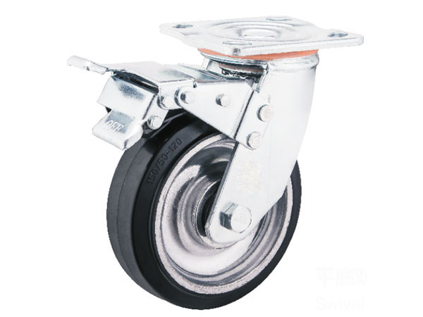 6mm Yoke Heavy Duty Caster With Aluminum Rim Rubber Wheel-Swivel with brake 6mm Yoke Heavy Duty Caster With Aluminum Rim Rubber Wheel-Swivel with brake